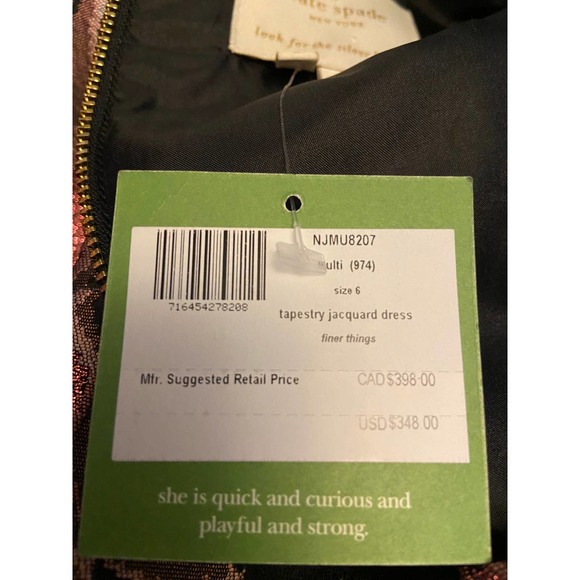 Kate Spade Tapestry Jacquard Dress Sz 6 Sleeveless - Picture 6 of 7